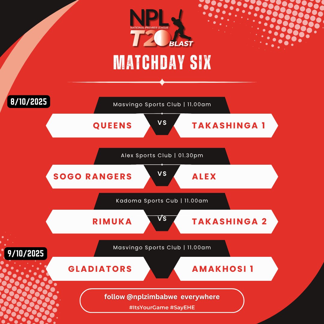 nplzimbabwe's tweet image. Your fixtures for the penultimate midweek fixtures. How are you feeling about your team #NPLT20Blast2025 #ItsYourGame #SayEHE