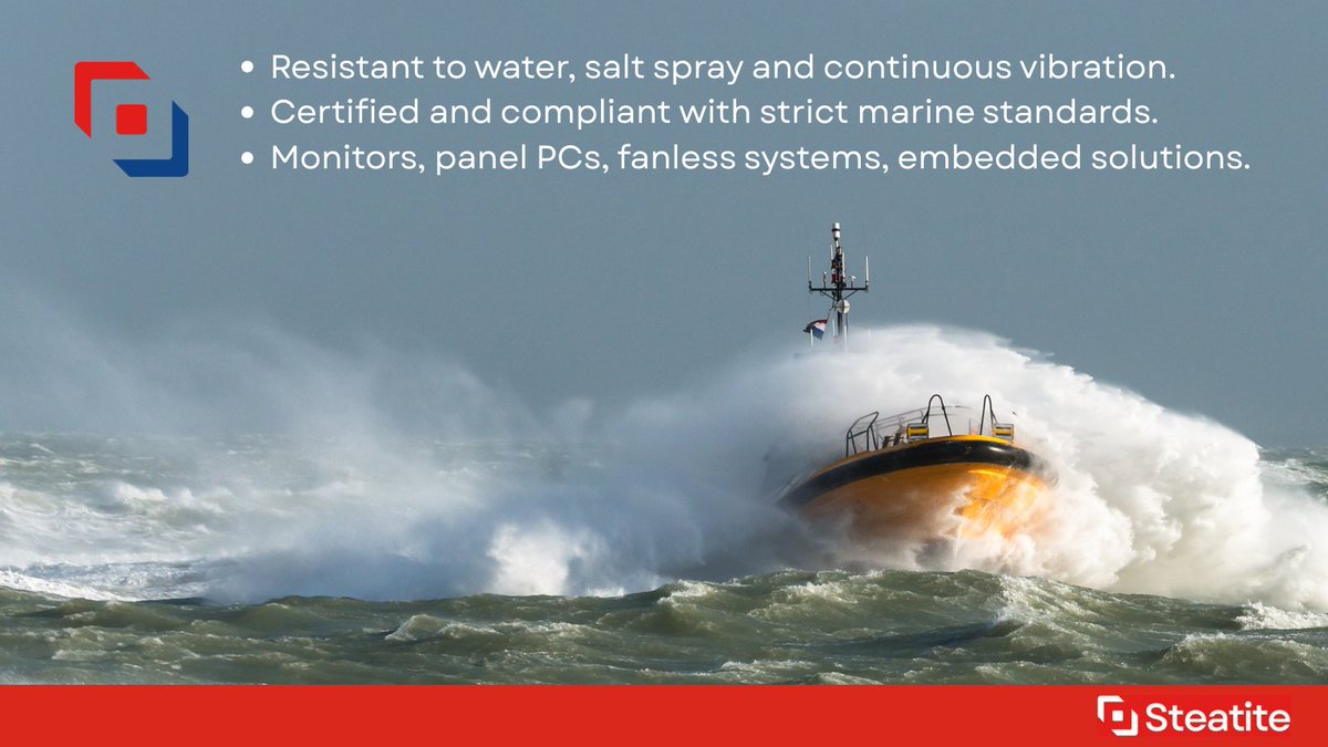 Steatite's tweet photo. From the engine room to the open sea, our #MarineComputers are purpose-built for the toughest maritime environments. Ideal for controlling ROVs, monitoring vessel systems, or powering navigation.

Find out more: https://t.co/zP1GrEKPPB

#MarineTech #RuggedComputer https://t.co/QzRbJ5cldK