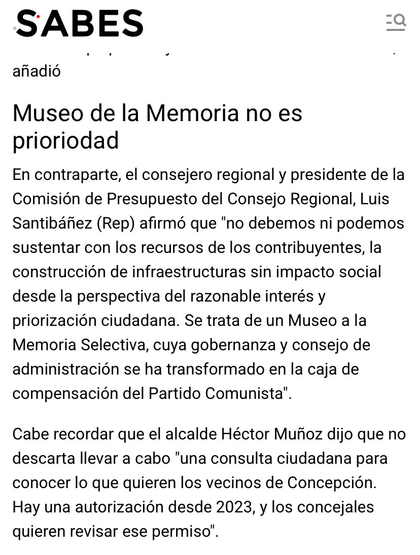 Luis Santibañez Bastidas (@santibanezlucho) on Twitter photo Museo de la Memoria Selectiva es una inversion apoyada por la misma izquierda que recortó el presupuesto del <a href="/gorebiobio/">Gobierno Regional del Biobío</a> y que eliminó la Glosa Republicana para el próximo gobierno. Desde el <a href="/CoreBioBio/">Core BioBio</a> tenemos prioridades sociales más importantes que abrir heridas de 50 años.👇🏻 Museo de la Memoria Selectiva es una inversion apoyada por la misma izquierda que recortó el presupuesto del <a href="/gorebiobio/">Gobierno Regional del Biobío</a> y que eliminó la Glosa Republicana para el próximo gobierno. Desde el <a href="/CoreBioBio/">Core BioBio</a> tenemos prioridades sociales más importantes que abrir heridas de 50 años.👇🏻