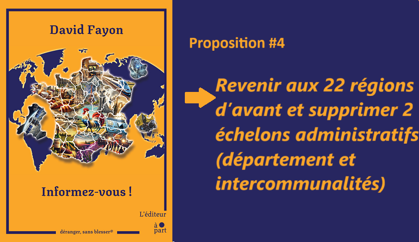 Proposition 4 issue du livre Informez-vous ! urlr.me/azWRP2 Supprimer 2 échelons administratifs pour que l'Etat soit plus agile façon #startup
cc <a href="/FigaroPolitique/">Le Figaro Politique</a> <a href="/Gaullisme_Fr/">🇫🇷 Gaullisme ☨</a> <a href="/Etienne_L_B/">Etienne Le Brun</a> <a href="/AnneLaureBlin/">Anne-Laure Blin</a> <a href="/acteurspublics/">acteurs publics</a> <a href="/C_deCourson/">Charles de Courson</a> <a href="/Partimilieiste/">Parti Mileiste Français 🦁🇫🇷</a> <a href="/ThayWilliam/">William THAY</a>