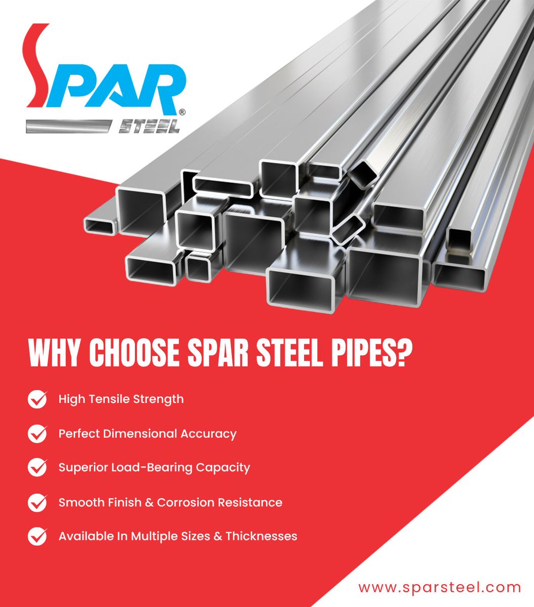 SteelSpar's tweet image. At SPAR Steel, UAE, our MS Rectangular Hollow Section Pipes are designed to deliver unmatched strength, versatility, and durability for every project — big or small. 🏗️
🌐 sparsteel.com
#Sparsteel #uaeconstruction #mspipes #rectangularhollowsection