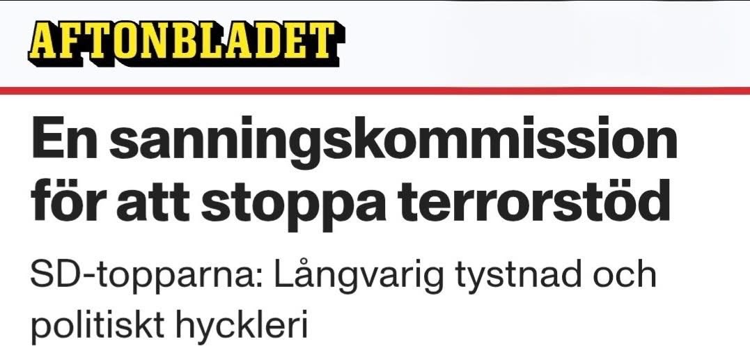 jimmieakesson's tweet image. Alla kort på bordet - svenskarna har rätt att veta.
Idag, på årsdagen för terroristattacken den 7 oktober 2023, skriver Mattias Karlsson och jag en debattartikel om Socialdemokraternas, Vänsterpartiets och Miljöpartiets stöd till, och i vissa fall till och med finansiering av,…