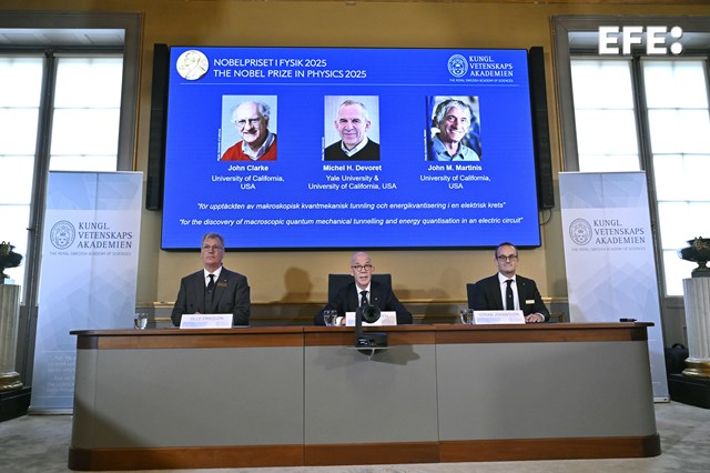 Con este galardón se reconocen los experimentos que demostraron cómo se puede observar el efecto túnel cuántico a escala macroscópica con muchas partículas, precisó la Real Academia en su fallo.

efe.com/ciencia-y-tecn…