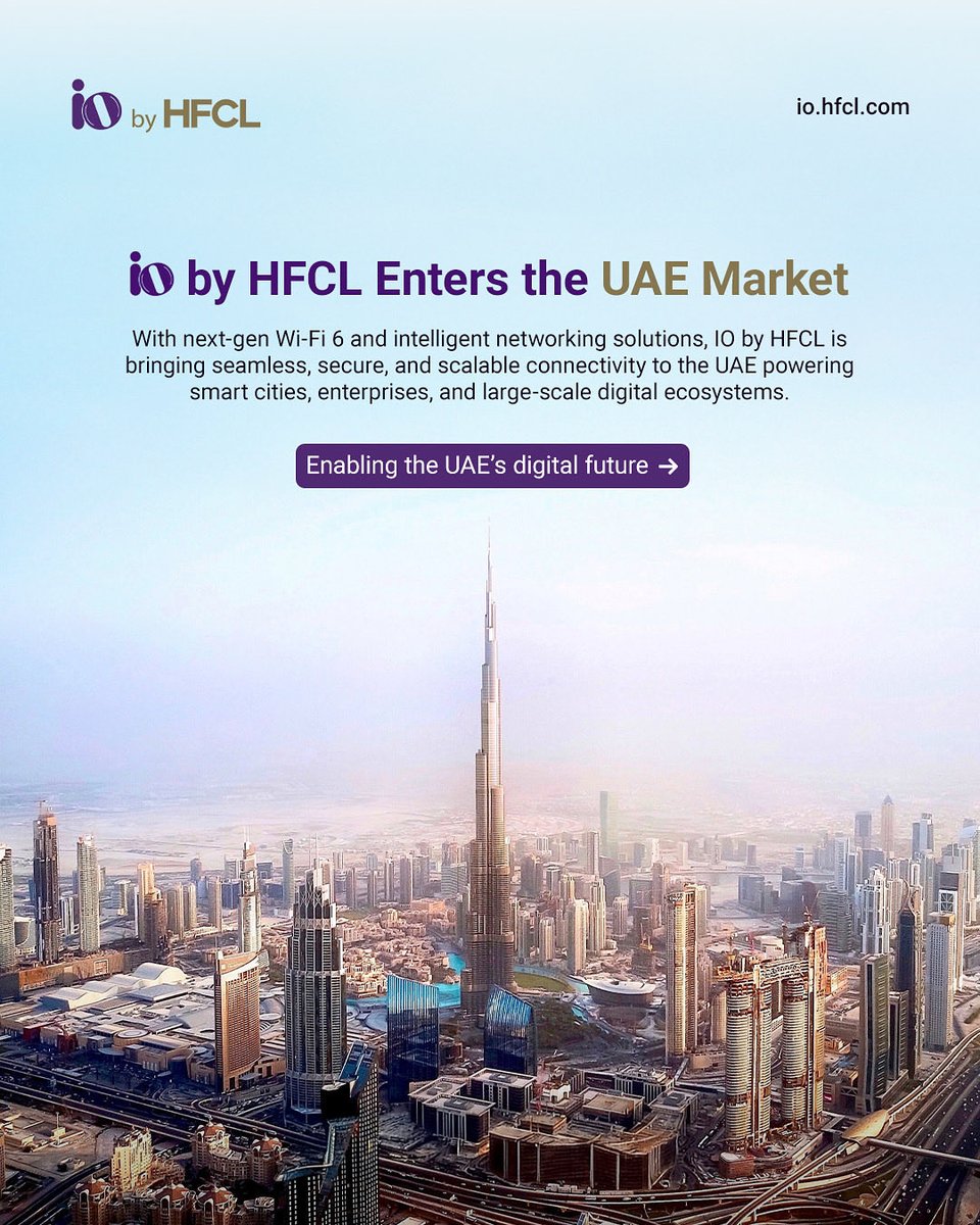 iobyhfcl's tweet image. IO by HFCL is proud to announce its entry into the UAE market, bringing cutting-edge Wi-Fi 6 and intelligent networking solutions designed to power smart cities, enterprises, and large-scale digital ecosystems.

👉 Discover more: lnkd.in/gC4PFW2a

#UAE #SmartConnectivity