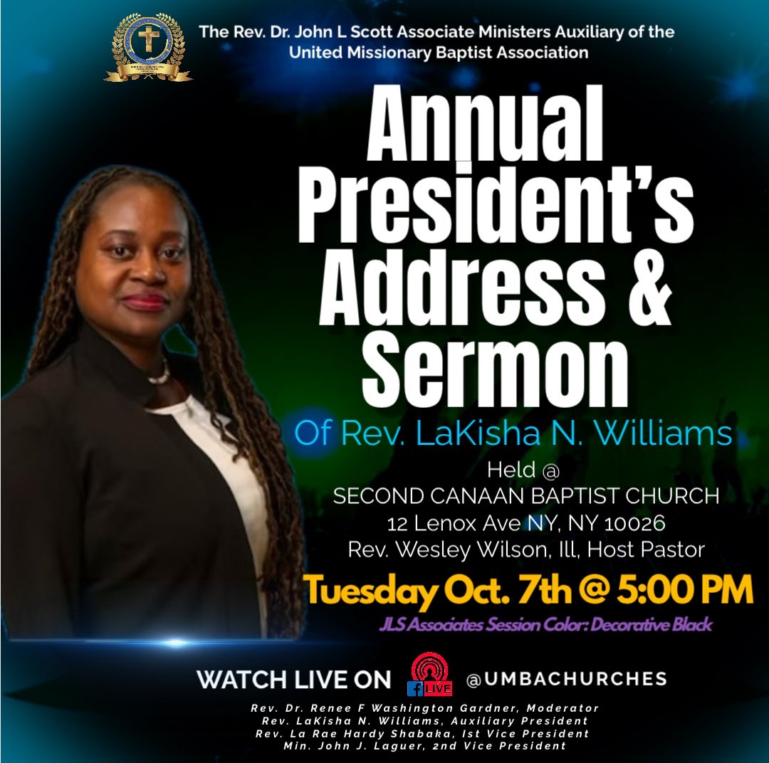 Meet me at <a href="/scbcny/">SCBCNY</a> this evening at 5pm as I deliver my first Annual Address and Sermon as President of <a href="/JlsUmba/">JLSAssociatesofUMBA</a>