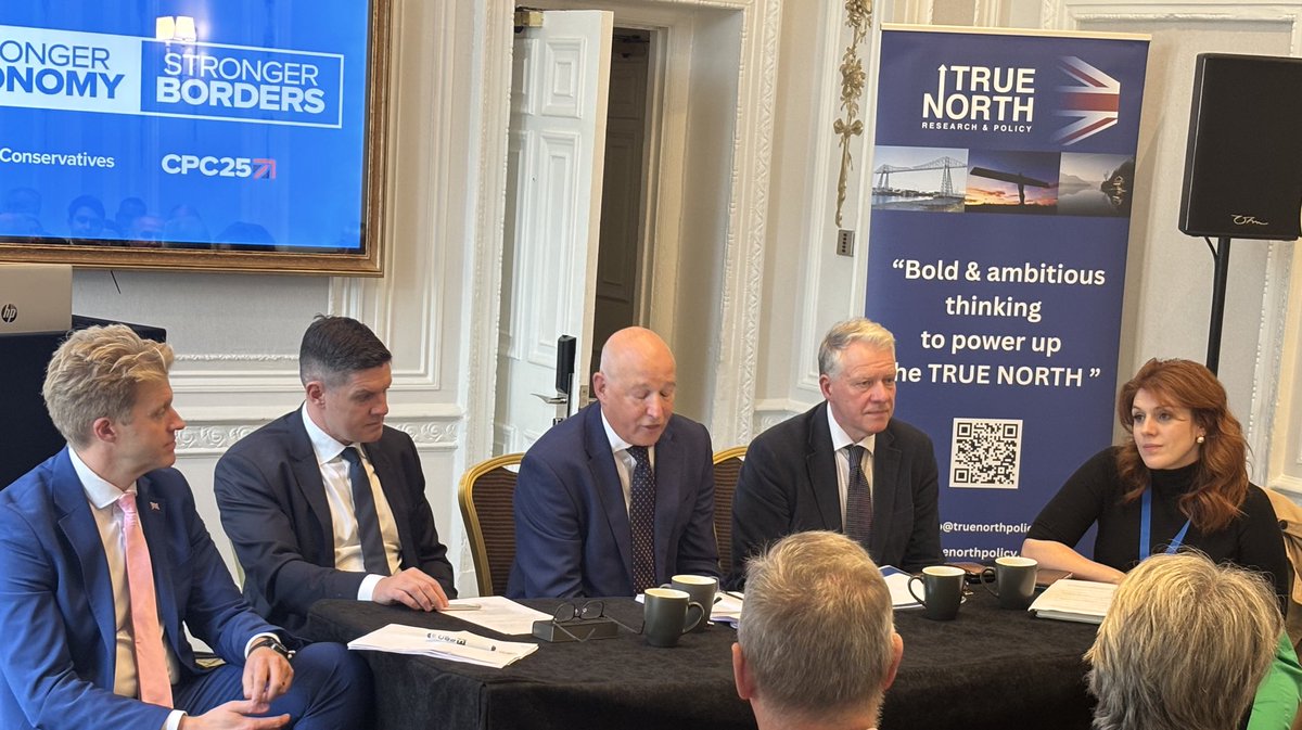 TN_Policy's tweet photo. Fantastic event at the Conservative Party Conference debating what needs to be in a Manifesto for the True North. Thanks to our panel @DrBenSpencer, Dan Harrison, @John4Carlisle, @WilliamClouston &amp; Roz Munro. https://t.co/T2UCqvuk2Q
