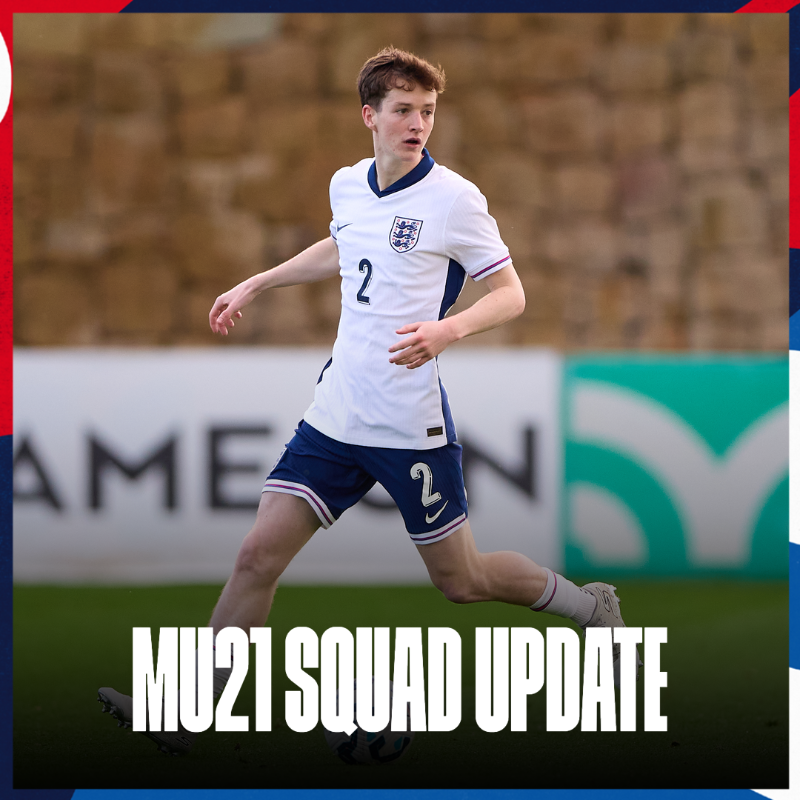 England's tweet photo. Full-back Kellen Fisher has been added to Lee Carsley’s U21 #YoungLions squad 🦁