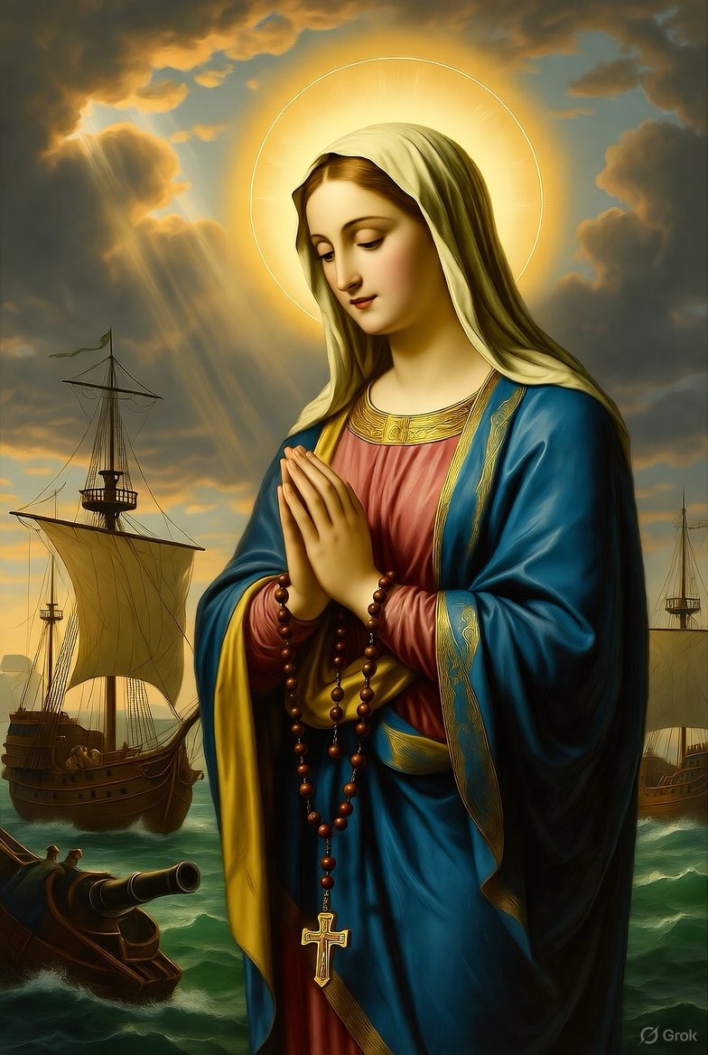 JaySiri2025's tweet image. 🌹 On this Oct 7, we honor the Blessed Virgin Mary on her feast of the Holy Rosary – the divine weapon that turned back armies at Lepanto! Legend says: Pray it, and miracles follow. Who's grabbing their beads today? Drop 🙏 if you're in! #HolyRosary #FaithThread #CatholicTwitter