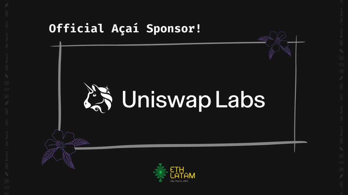 Let’s try this again, with the right logo this time 😅
Exciting news everyone! DeFi takes the stage in São Paulo! 🦄💜
<a href="/Uniswap/">Uniswap Labs 🦄</a> joins ETH Latam 2025 as an official sponsor, fueling the growth of decentralized finance across LATAM.