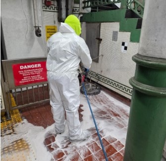 SEPTA_SOCIAL's tweet photo. Our hardworking cleaners gave 19th St. Station on our Metro T Lines a sudsy bath! 🧹 https://t.co/kozYy9GH4G