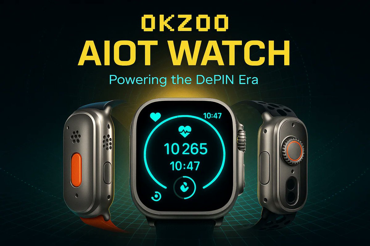 okzoo_app's tweet photo. The era of #HealthFi is officially here. We are thrilled to unveil the #AIOT Watch, the first smart entry point to transform your personal well-being into a verifiable, earning digital asset. Your health is now your wealth. 🚀 #OKZOO https://t.co/omo96dyumh