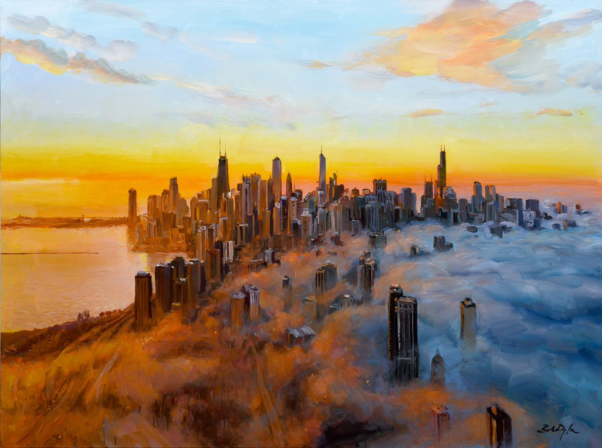 nightly_moth's tweet photo. Painting by Bob Dylan 
Dawn In the City
Acrylic on canvas
120 x 161 cm
— https://t.co/YnJkNr9WxL
