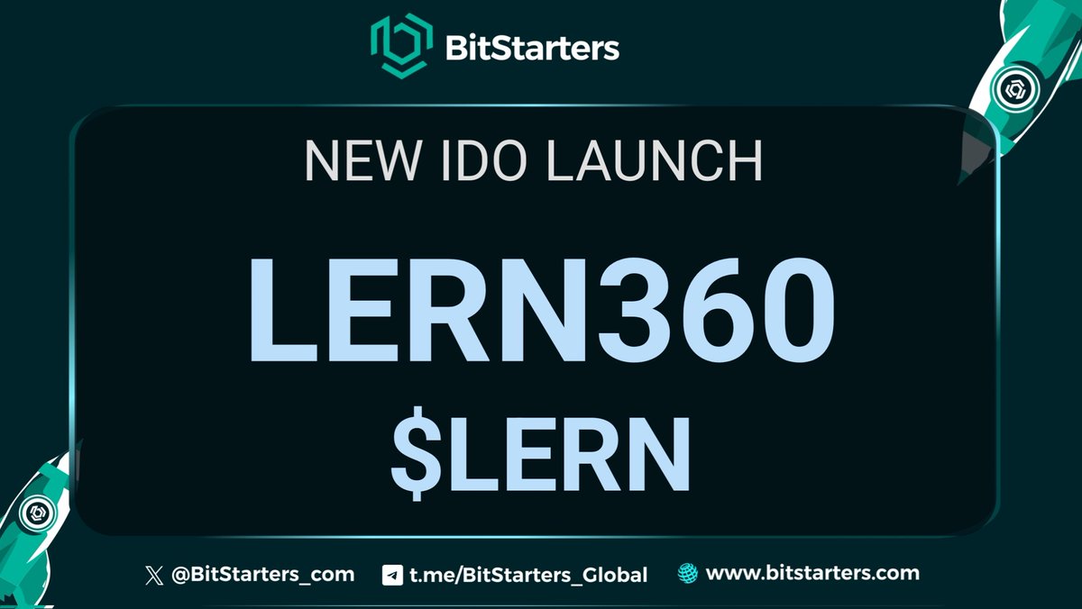 BitStarters_com's tweet photo. 🚨 NEW IDO LAUNCH 

Hello #BitStarters⚡

We are thrilled to announce that @lern360 's $LERN #IDO is coming to  @BitStarters_com 🔥

#LERN360 is a next-generation decentralized e-learning platform powered by Blockchain and AI, enabling learners and educators to earn rewards while accessing globally accredited higher education courses.

🔸 $LERN Pool :
📌
https://t.co/UmEKD7rkbB
_
$BITS #Launchpad