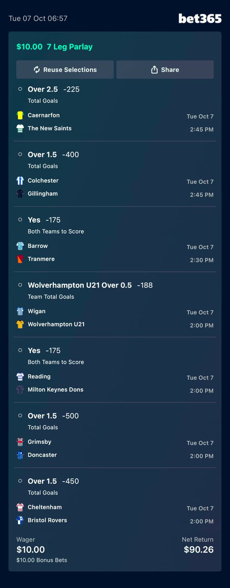 Another day with sloppy games ? 
👀

9:1 odds 

Add To Your Bet Slip - nj.bet365.com/s/r/5gR9j