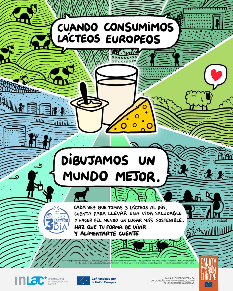 Ayer el lácteo español lanzó la campaña "Cuenta con los lácteos europeos" junto a <a href="/72kilos/">72kilos</a> Cada vez que tomas 3 lácteos al día, CUENTA: salud, sostenibilidad, bienestar animal y empleo rural #cuentaconloslacteos #hazquecuente #3lacteosaldia #EUAgriPromo