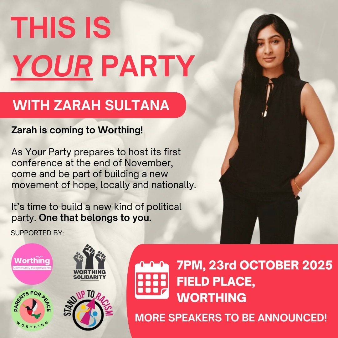 Worthing_Indies's tweet image. 💥Wow💥

Worthing Community Independents are co-organising this event with @zarahsultana and other local groups and we have seen a HUGE response!

Tickets sold out in just 5 hours, but do join the waitlist as we are hoping to add more today. Keep your eyes peeled 👀