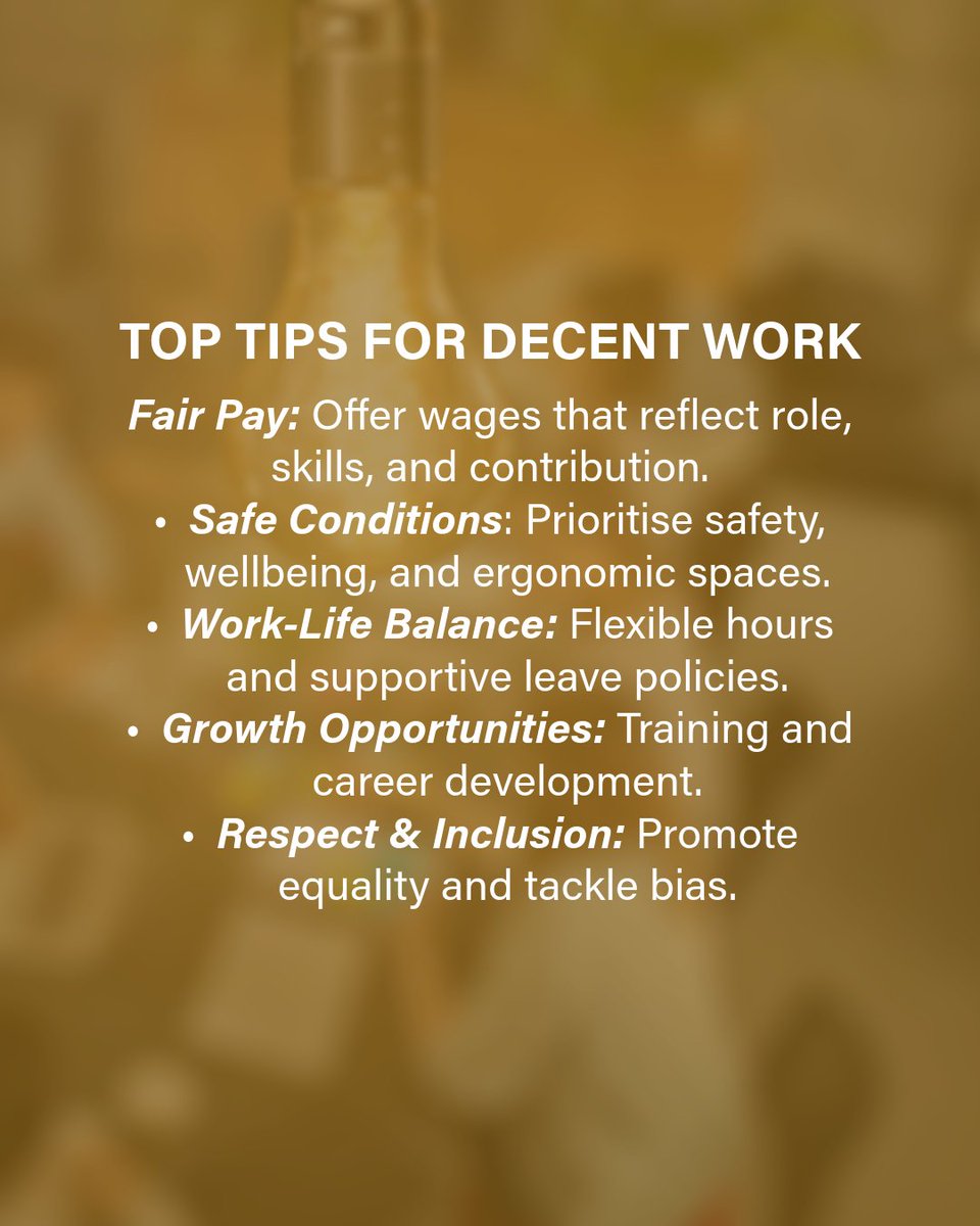 productivitysa's tweet image. Decent work builds stronger teams and fuels productivity. 💪🌱 Let’s make it the standard, not the exception. 🙌

#productivity #decentworkday #decentwork