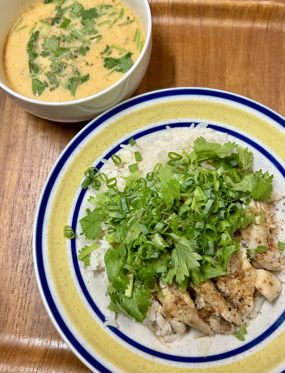 トムヤムクンとカオマンガイ

先日から無性に食べたかった
トムヤムクンとカオマンガイ
重金属をデトックスしてくれるという
パクチーが甘くて美味しいです😋

15年物の御塩でできたスパイスソルトで
味と見た目に彩りを✨

#非加熱長期熟成天日塩 
#十七煌の鹽〜精〜