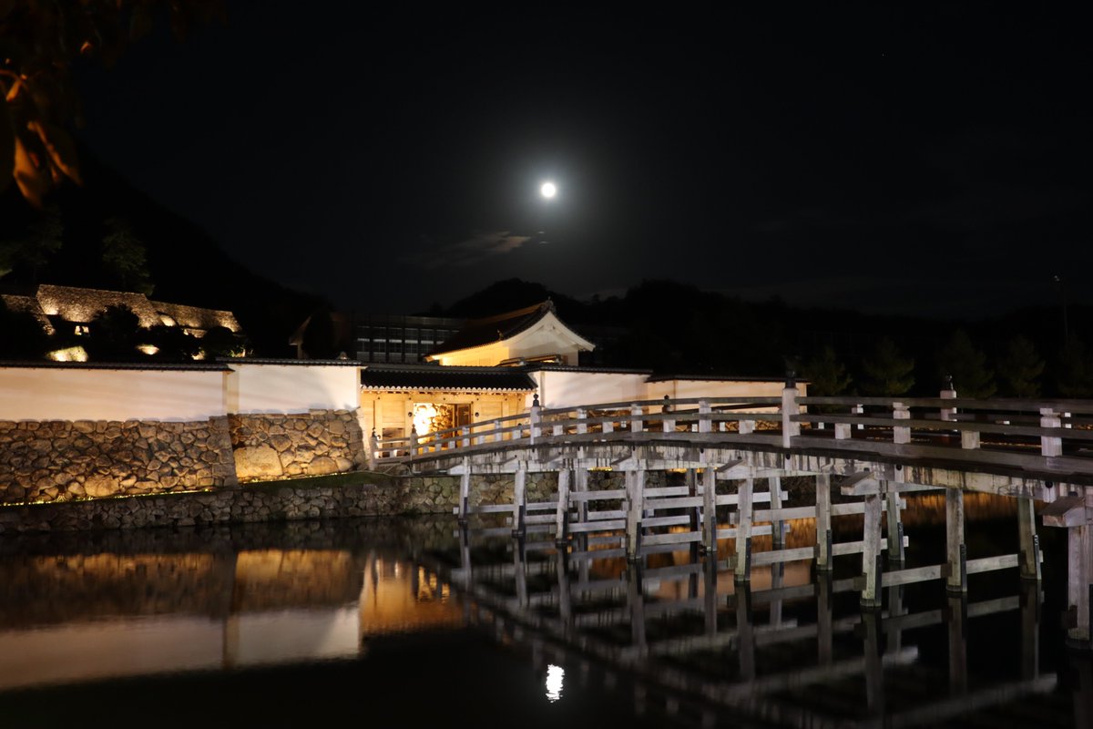 acapple0201's tweet image. #写真好きな人と繋がりたい 
#写真で奏でる私の世界
#鳥取城跡
#中秋の名月

昨日の十五夜は晴れましたが
今夜は雲が多い

でも、鳥取城跡へ行ったら少し晴れました

擬宝珠橋と中ノ御門の上に満月