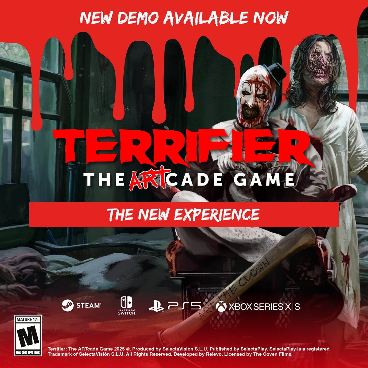 TerrifierGame's tweet image. 🤡🔪 Remember you have an updated demo to play now on Steam, PS5 and Nintendo Switch!

Hack, slash &amp;amp; laugh as Art the Clown in this bloody retro beat ’em up!

🛒 Wishlist on Steam &amp;amp; pre-order the physical editions now!

Steam: store.steampowered.com/app/3130400/Te…
Physical Edition:…