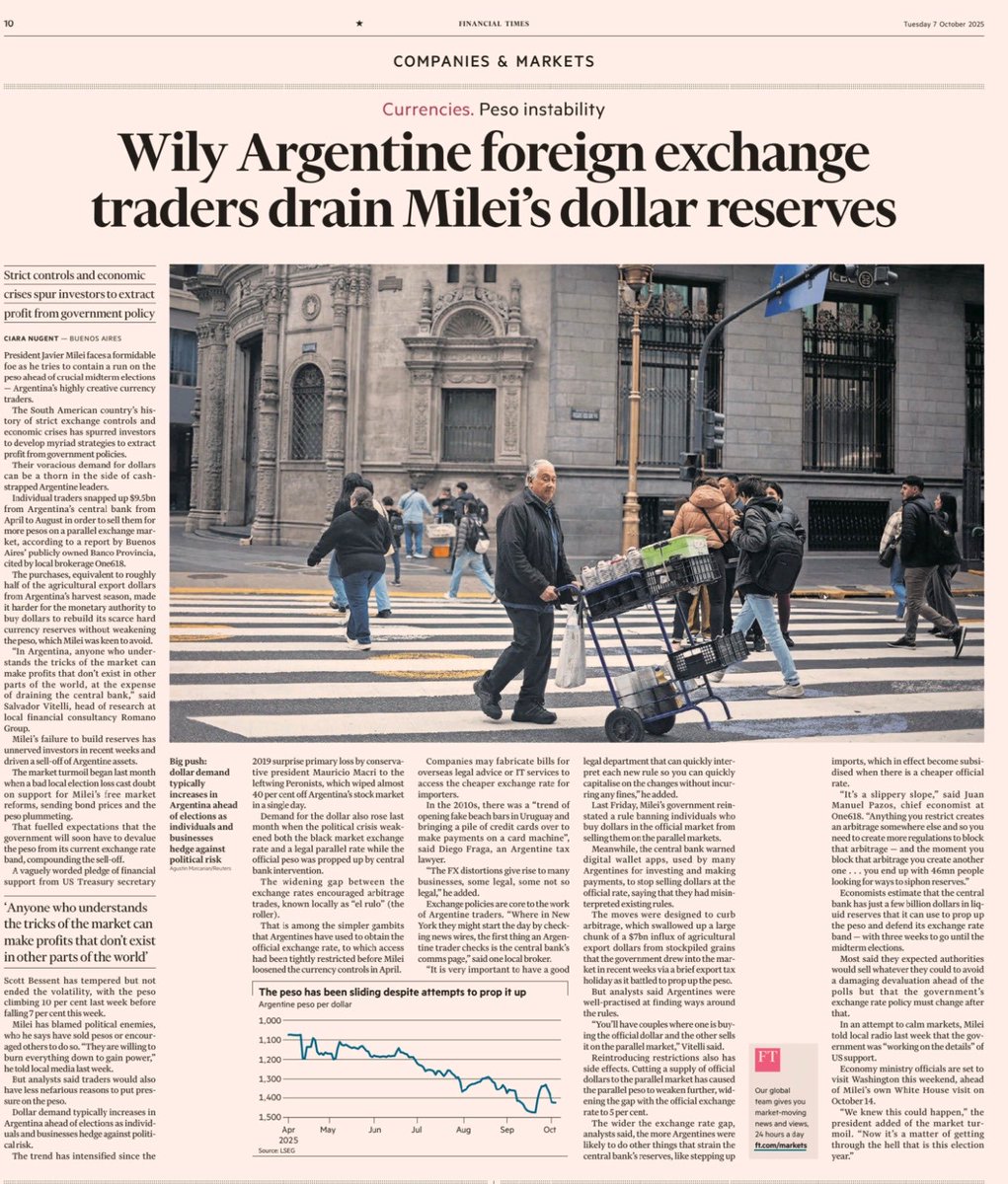 Mamita el título del Finantial Times “vacían las reservas”