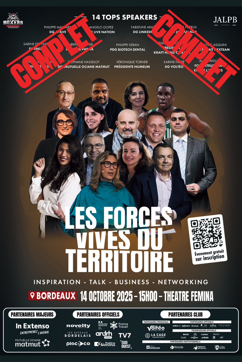 Boxers de Bordeaux (@boxersbordeaux) on Twitter photo COMPLET ‼️
Le 14 octobre la journée vibrera au rythme de la 2ᵉ édition des Forces Vives du Territoire 💥
Nous vous remercions de bien vouloir vous présenter dès 14h30 ! 
Co-organisé par <a href="/patricebegay/">Patrice Bégay</a> & <a href="/TParienty/">Thierry Parienty</a> 
#LesForcesVivesDuTerritoire #Bordeaux COMPLET ‼️
Le 14 octobre la journée vibrera au rythme de la 2ᵉ édition des Forces Vives du Territoire 💥
Nous vous remercions de bien vouloir vous présenter dès 14h30 ! 
Co-organisé par <a href="/patricebegay/">Patrice Bégay</a> & <a href="/TParienty/">Thierry Parienty</a> 
#LesForcesVivesDuTerritoire #Bordeaux