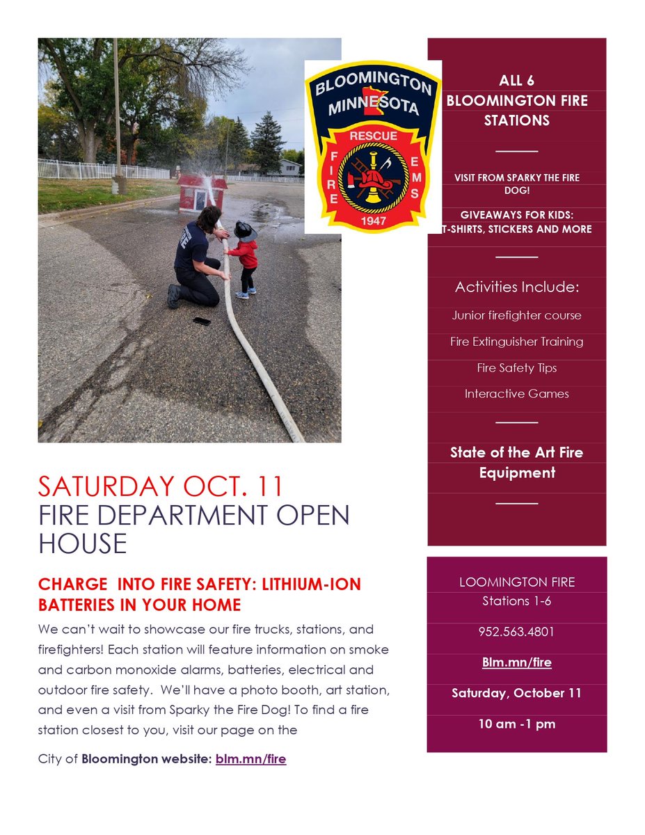Open House this Saturday, October 11th from 10am-1pm at all six fire stations.