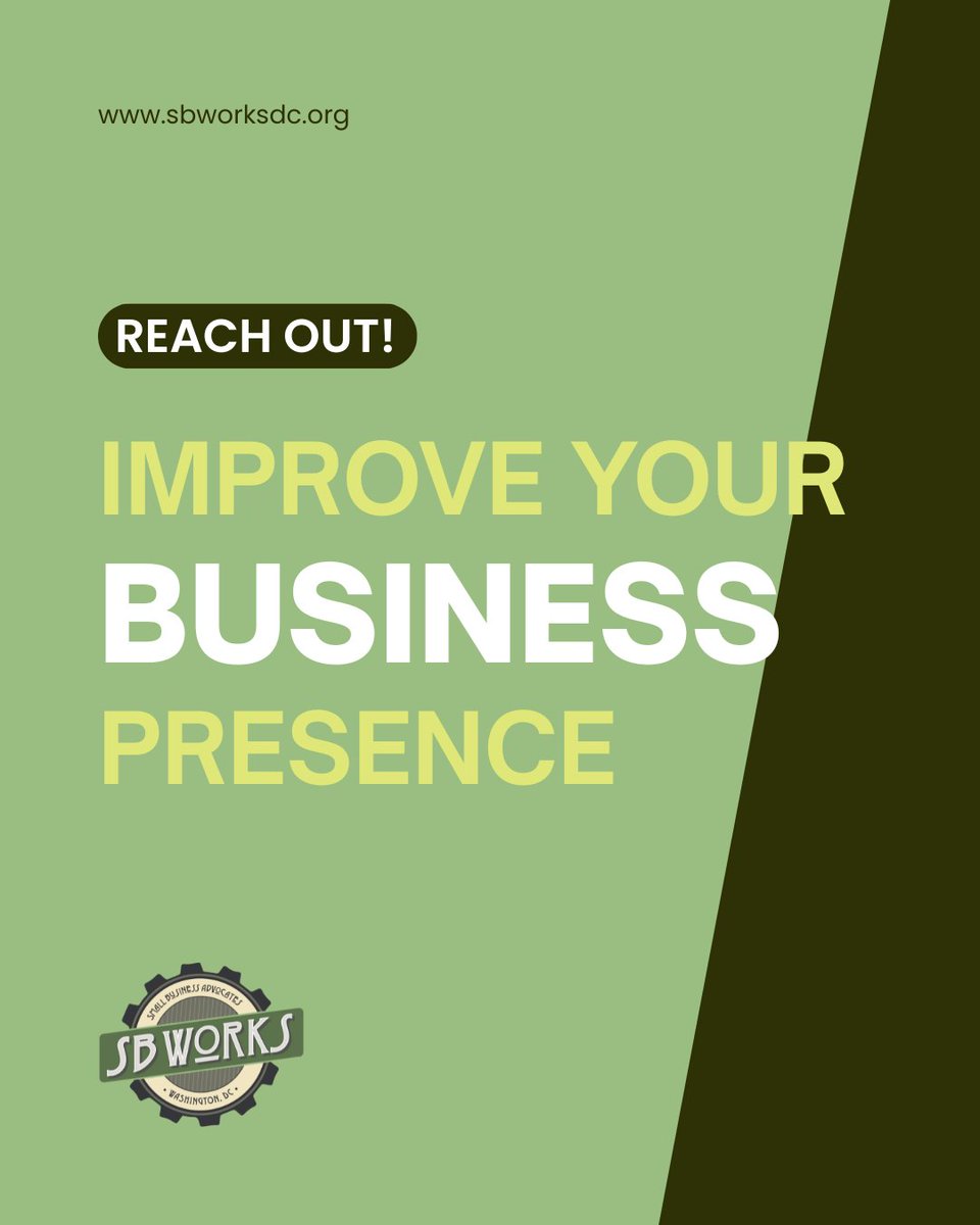 Need help polishing your business presence? SB Works has the connections and resources to guide you.

#SBWorksDC #BusinessTips #SmallBusinessGrowth