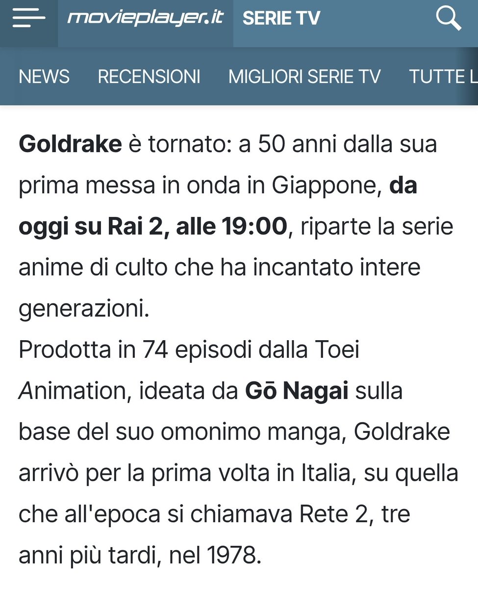Non voglio fare quello che arriva con il ditino ma il manga è arrivato in contemporanea con l'anime e non aveva lo stesso nome perché si chiamava Grendizer