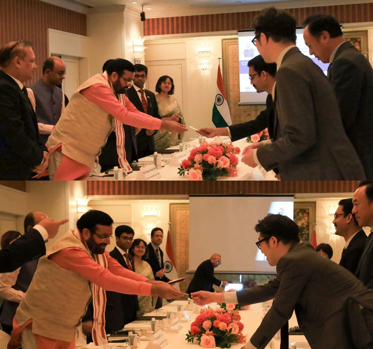NayabSainiBJP's tweet image. Led the Haryana delegation in a series of productive meetings with leading Japanese investors including Minebea Mitsumi, Mitsui Kinzoku Components India Pvt. Ltd. and Nitto Seiko.

The discussions focused on advancing new investment projects in Haryana, particularly in the…