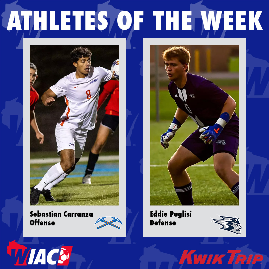 WIAC (@wiacsports) on Twitter photo #WIACSOCCER | <a href="/uwp_pioneers/">UW-Platteville Athletics</a> Carranza and <a href="/stoutbluedevils/">UW-Stout Athletics</a> Puglisi Kwik Trip Athlete of the Week Recipients: bit.ly/46RQB52
#ExcellenceInAction
#d3soc #WIACSOCCER | <a href="/uwp_pioneers/">UW-Platteville Athletics</a> Carranza and <a href="/stoutbluedevils/">UW-Stout Athletics</a> Puglisi Kwik Trip Athlete of the Week Recipients: bit.ly/46RQB52
#ExcellenceInAction
#d3soc