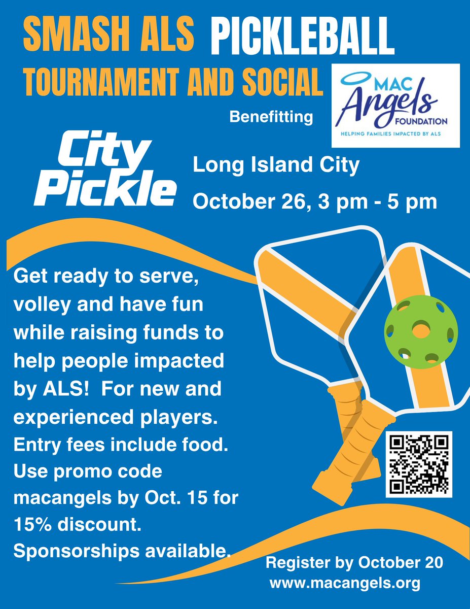 MACAngelsNY's tweet image. Register by October 15 and use promo code macangels for 15% off your registration fee.  Help us help people impacted by ALS!  givebutter.com/csg9uT
