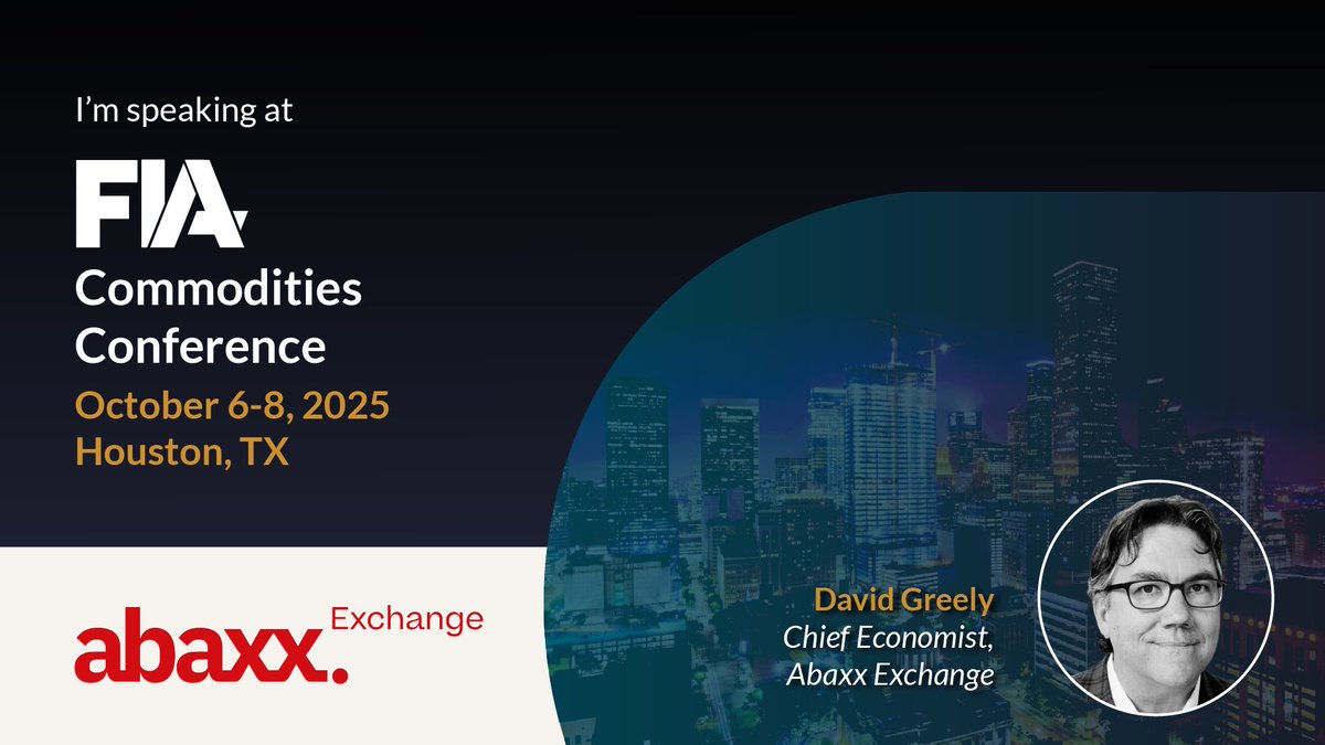 abaxx_exchange's tweet image. Policy, geopolitics, tariffs &amp;amp; global supply chains headline this year’s #FIACommodities agenda

Abaxx Chief Economist @DavidVGreely joins the ‘Metals &amp;amp; Energy’ panel to discuss how the growing links between metals &amp;amp; energy are reshaping price formation &amp;amp; risk across commodities