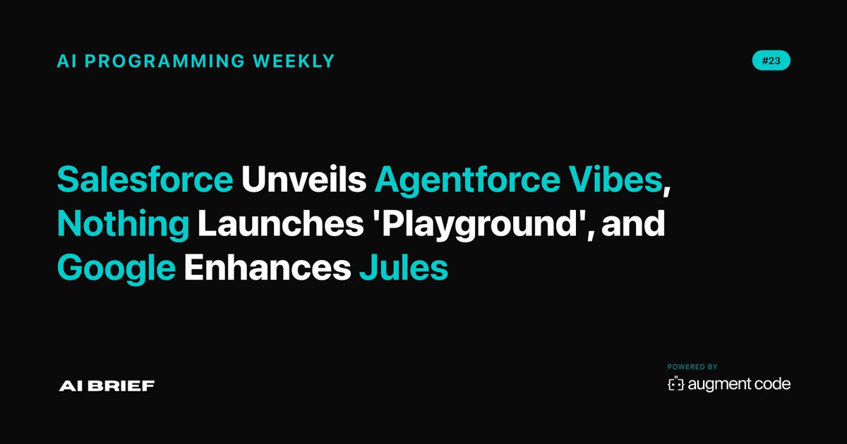 AI Brief (@dailyaibriefcom) on Twitter photo This week's Software Engineering AI News from AI Programming Weekly 👇
Read more: dailyaibrief.com/newsletters/ai…
#ainews #ai #artificialintelligence #AIcoding #aiprogramming #SWEagent #SWEAI
Featuring: @google @microsoft @googledeepmind <a href="/OpenAI/">OpenAI</a> This week's Software Engineering AI News from AI Programming Weekly 👇
Read more: dailyaibrief.com/newsletters/ai…
#ainews #ai #artificialintelligence #AIcoding #aiprogramming #SWEagent #SWEAI
Featuring: @google @microsoft @googledeepmind <a href="/OpenAI/">OpenAI</a>