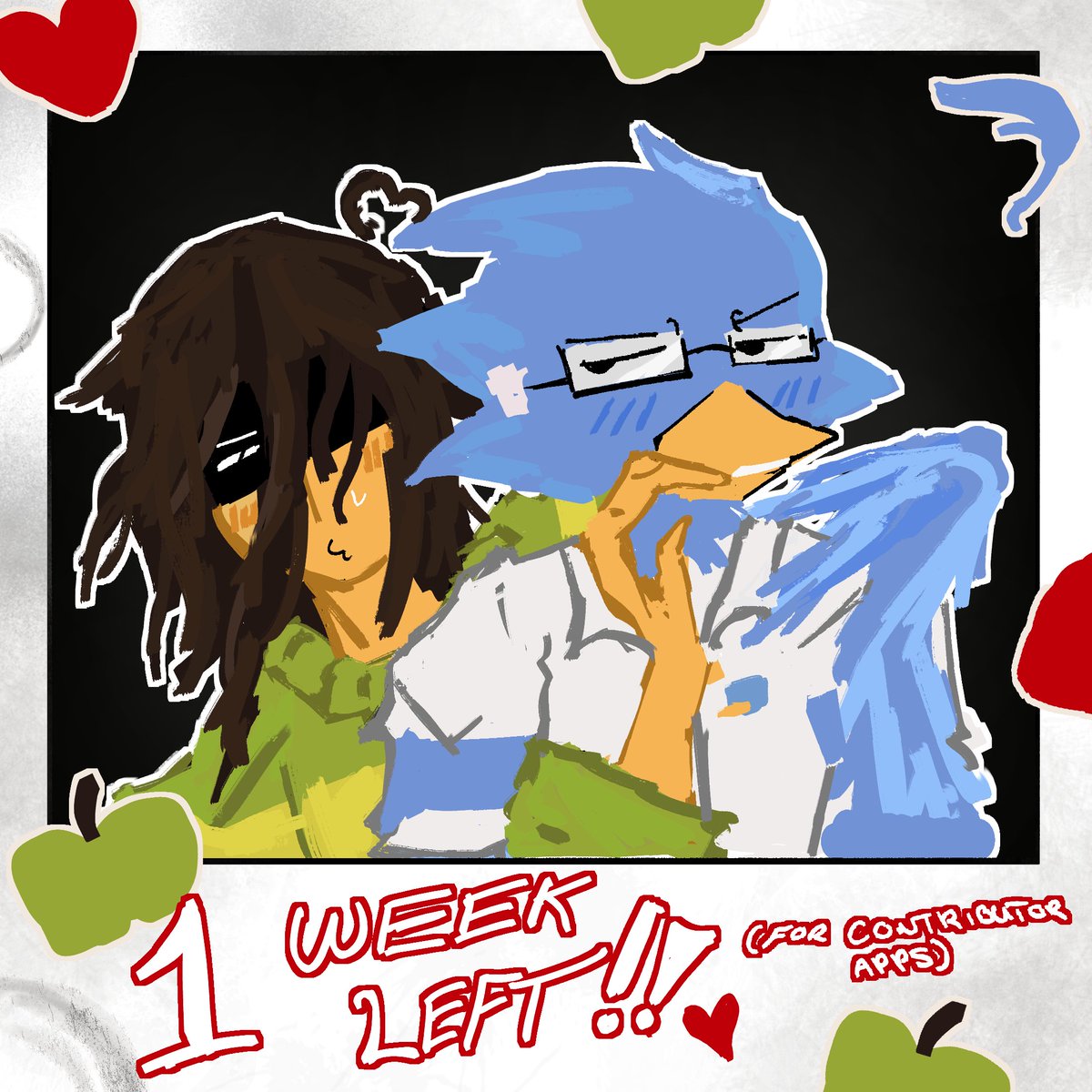 Cant they both just smile for a nice photo?... Idiots...

We have 1 week remaining of our Contributor Applications being open! Any artists &amp; writers interested in participating our zine should apply to our forms if they havent, but be quick!

{ #Kerdly #DELTARUNE }