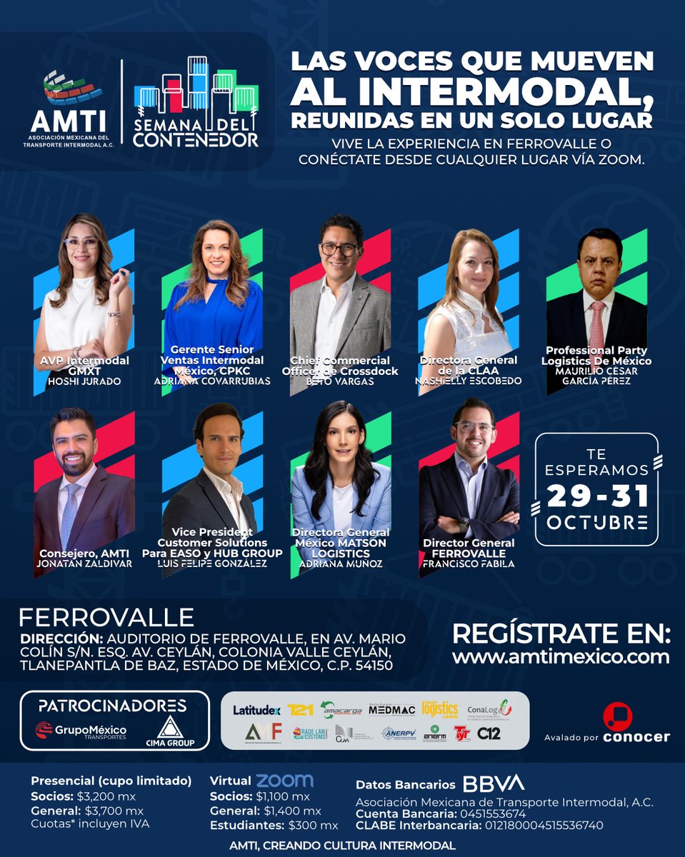 🚛📦 ¡Capacítate en la Semana del Contenedor 2025! 📦🚛

Del 29 al 31 de octubre llega el evento que reúne a las principales voces del intermodal en México.

✨ Beneficio especial: los socios y referidos de AMACARGA.

📍 Ferrovalle Intermodal
🌐 Modalidad virtual vía Zoom