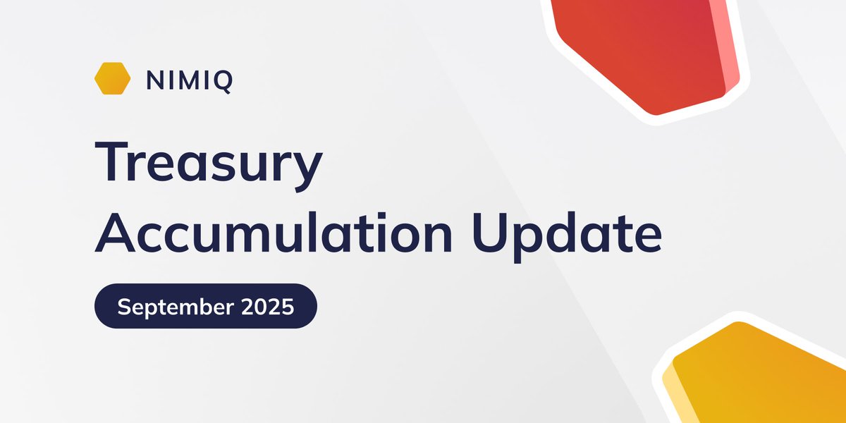 nimiq's tweet image. Last month, the @Nimiq team announced the NIM Treasury Accumulation Plan. A program to steadily accumulate NIM from the open market.

The September 2025 NIM Treasury Accumulation update is published.

The report includes acquisition activity and transparency data.👇…