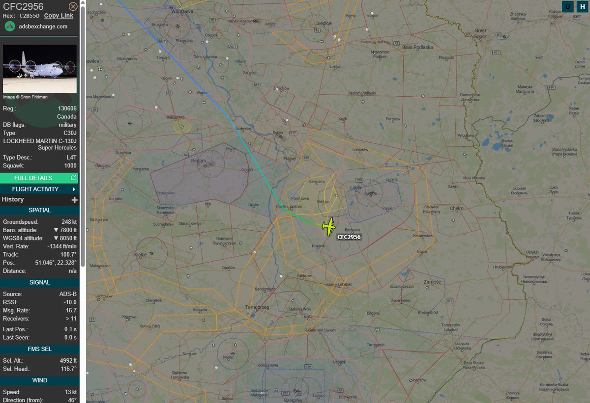 PolishMilRadar's tweet photo. 📅07.10⌚️17:56LT
Do Lublina #EPLB 🇵🇱 z Bazy Lotniczej Uppsala #ESCM w Szwecji 🇸🇪 zniża ✈️ #CFC2956 Lockheed Martin CC-130J Super Hercules "130606" Królewskich Kanadyjskich Sił Powietrznych 🇨🇦
🔗https://t.co/CLEwk7G1Jr
#POLMILRADAR https://t.co/mT0c1XKfNr