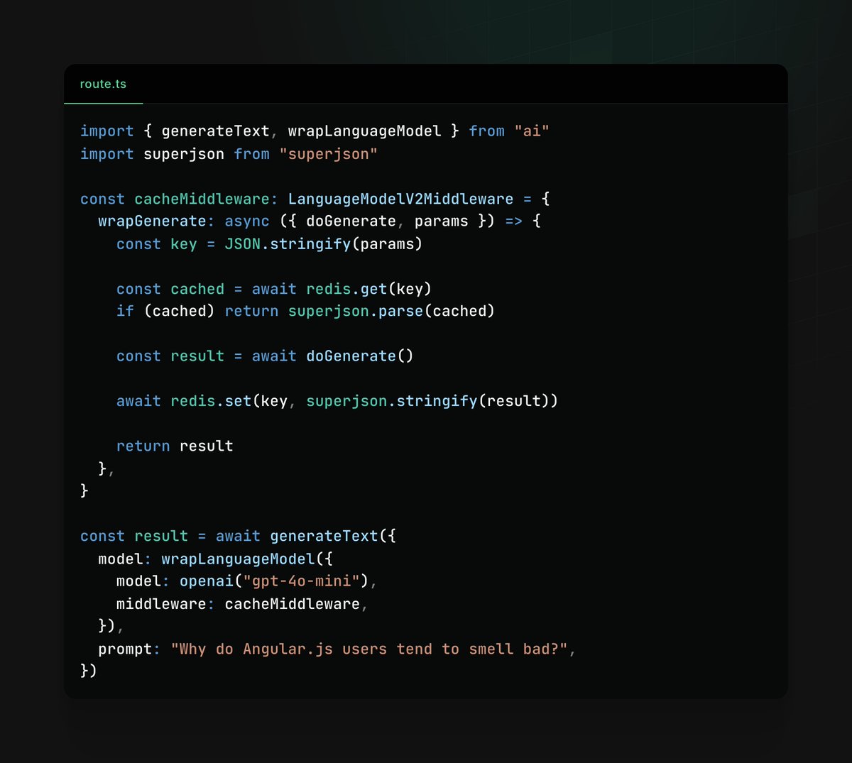 AjayCodeWiz's tweet image. LLM Caching in @aisdk 

- tool caching by wraping the tool calls with @pontusab&apos;s ai-sdk-tools
- LLM Call caching by using caching middleware (credit: @joshtriedcoding )

both powered by @upstash