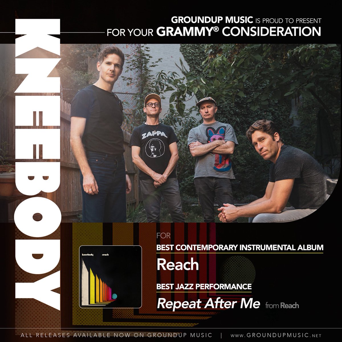 We’re excited to share that our record “Reach” is up for your GRAMMY® Consideration this year! 

• Best Contemporary Instrumental Album: “Reach” 

• Best Jazz Performance: “Repeat After Me”

Thank you for your consideration!