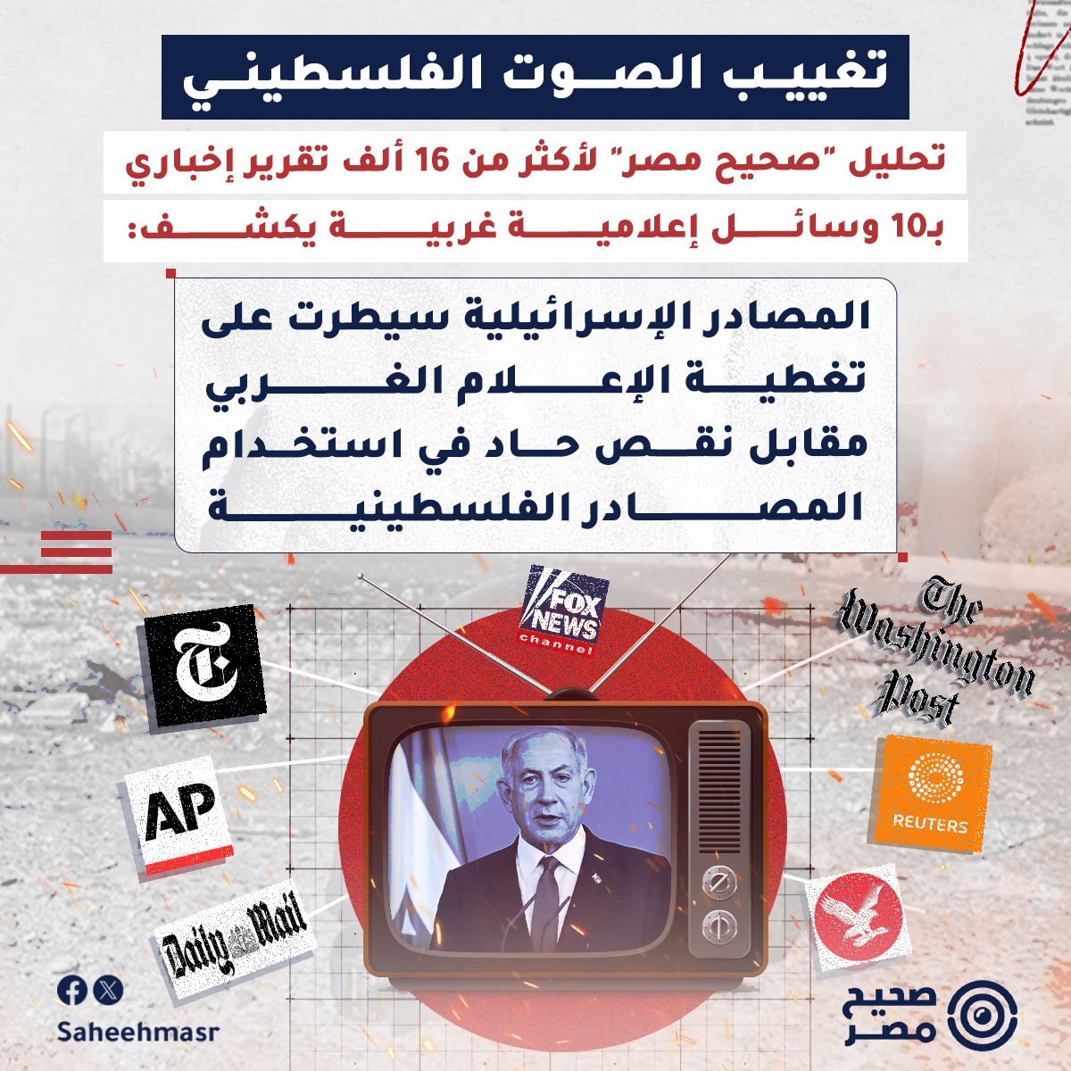 🔴حتى خريف عام 2024، وبينما أكمل الغزاويون العيش تحت نيران القصف الإسرائيلي المكثف لمدة عام كامل، بدا أن الصحف الأمريكية والأوروبية الكبرى تتحدث بلغة واحدة من خلال الاعتماد على تصريحات رسمية من الحكومة الإسرائيلية، وبيانات يومية من الجيش الإسرائيلي، ومواقف لمراكز أبحاث موالية لتل