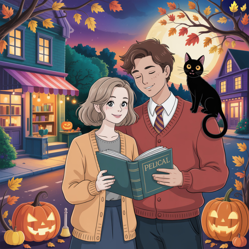 suhana072003's tweet photo. Cozy halloween romance concept, inspired by the warmth of stories that linger like candlelight.

#bookcoverart #cozyromance #fantasyart #autumnaesthetic #bookishart #illustratedcover #romanceauthor #indieauthor #writerscommunity #magicalbookstore #halloweenart #animeaesthetic https://t.co/pdj4l6mzdE