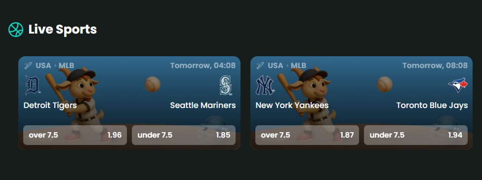 ⚾️ MLB Highlights Tomorrow!

🇺🇸 Detroit Tigers 🆚 Seattle Mariners
🇺🇸 New York Yankees 🆚 Toronto Blue Jays

⚖️ Over/Under 7.5 — What’s your pick?
Bet smart, play gold 
👉 [ow.ly/GXiQ50X7IP9]

#MLB #SportsBetting #Baseball #BetGoat