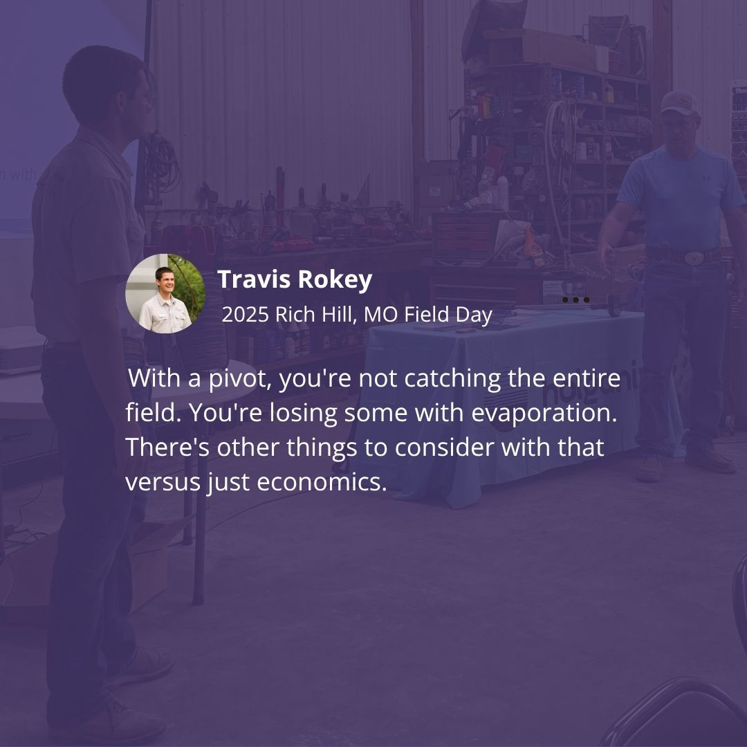🌾 Pivots don’t tell the whole story.
As Travis Rokey shared at our Rich Hill, MO Field Day — pivots leave acres uncovered and lose water to evaporation. With drip, every acre counts, and efficiency goes beyond just economics.
grimmsgardens.odoo.com/r/r7P