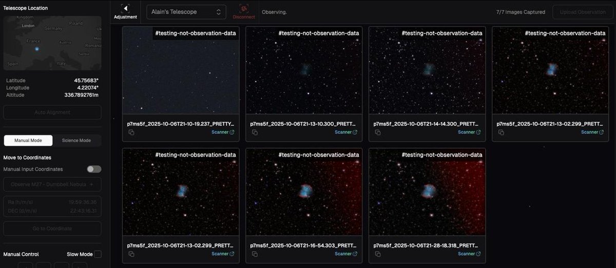 Skymapperspace's tweet photo. Our beta testers are busy.
Tonight’s observation comes from Chemin de la Forêt, Feurs, in France’s beautiful Rhône-Alpes region, nestled between the Monts du Lyonnais and the Forez mountains.
Perfect skies, perfect data! And just in time for @worldspaceweek!
#SkyMapper #BetaTesting #Astronomy