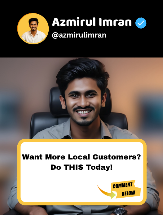 AzmirulImran's tweet photo. Post Caption:
 Apply this local SEO hack for a week — phone still silent? Let me know. 📞💥
Post Image Text:
   Want More Local Customers? Do THIS Today! https://t.co/bFkM4R0eVT