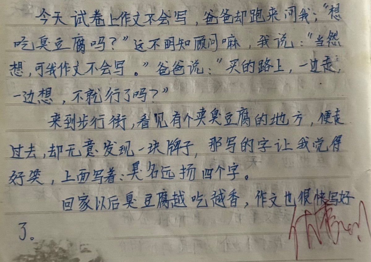 今天在小时候的日记本上找到了有关那家臭豆腐的一点点记录