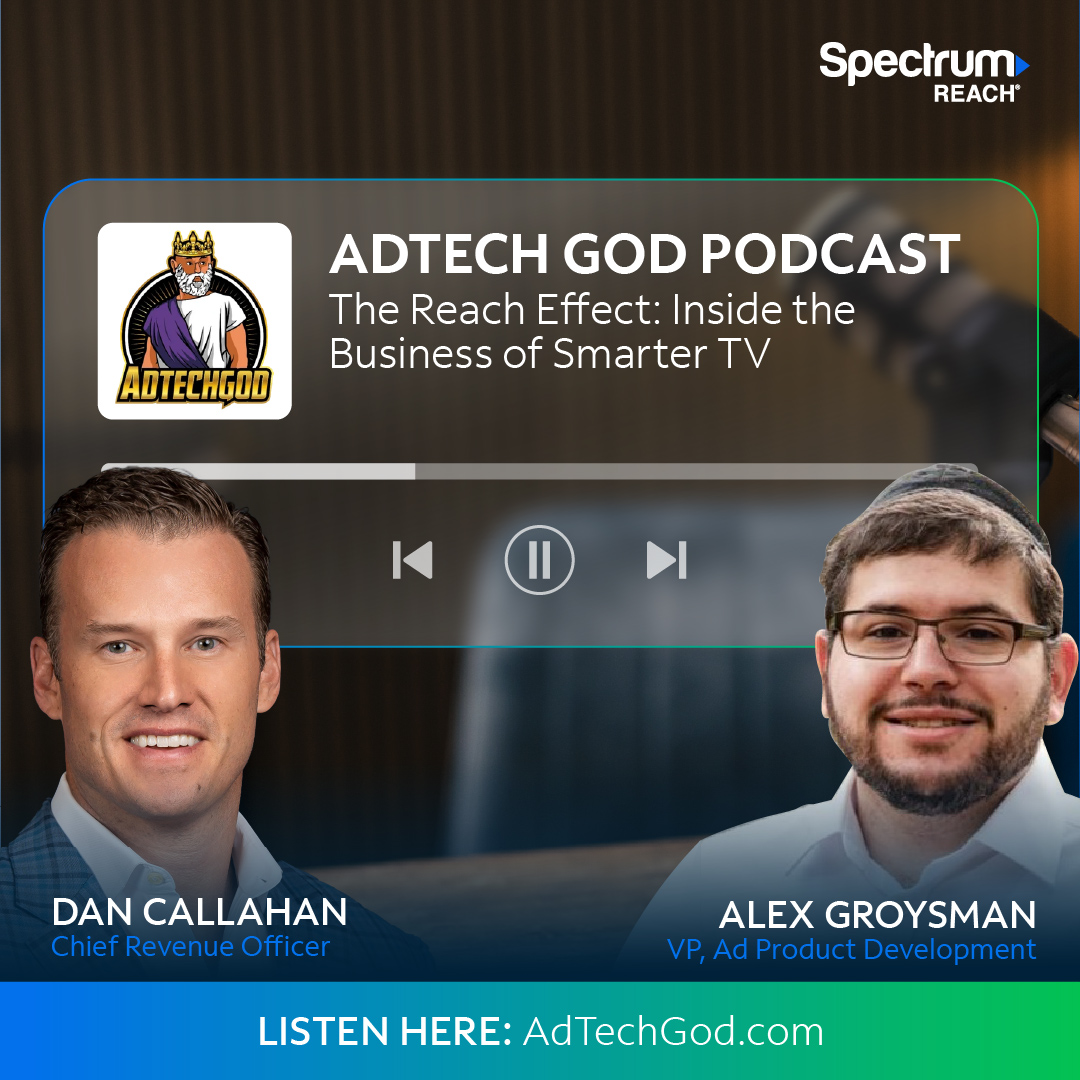 🚨 Our latest episode is live! 🚨 

Tune in now to the AdTech God Podcast featuring Dan Callahan, Chief Revenue Officer, and Alex Groysman, VP, Ad Product Development! 

👉 Listen now: adtechgod.com

#SpectrumReach #AdTechGod  #AdvertisingInsights