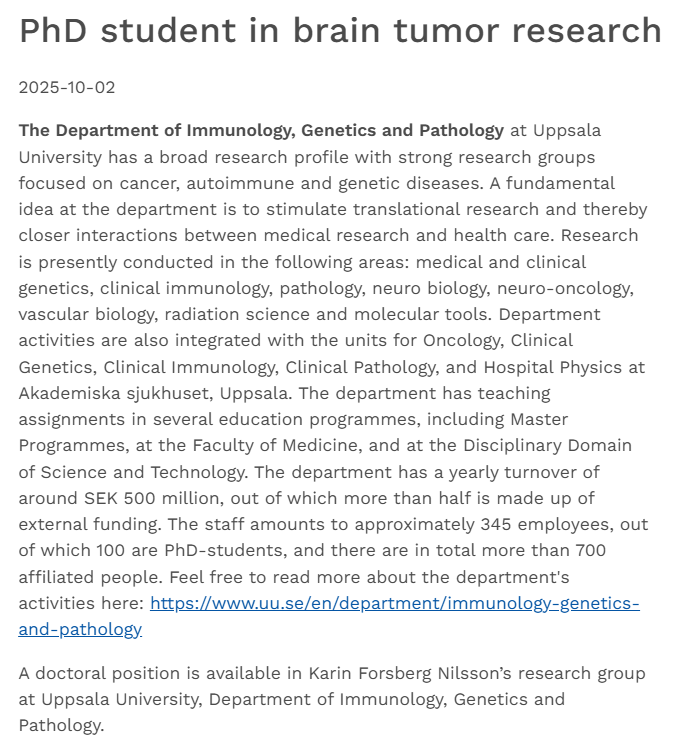 ESC_eduHQ's tweet photo. 𝟭 𝗙𝗨𝗟𝗟𝗬 𝗙𝗨𝗡𝗗𝗘𝗗 𝗣𝗵𝗗 𝗣𝗢𝗦𝗜𝗧𝗜𝗢𝗡
📍Location: Uppsala University, Sweden
📅Deadline: 6 November 2025
📝Message us 𝗳𝗼𝗿 𝗽𝗲𝗿𝘀𝗼𝗻𝗮𝗹𝗶𝘇𝗲𝗱 𝗺𝗲𝗻𝘁𝗼𝗿𝗶𝗻𝗴 𝘄𝗶𝘁𝗵 𝘆𝗼𝘂𝗿 𝗖𝗩, 𝗦𝗢𝗣, 𝗟𝗼𝗠 𝗮𝗻𝗱 𝗺𝗼𝗿𝗲.
#PhD #fullyfunded #emergingscholarscouncil https://t.co/qvCBLIJZzY