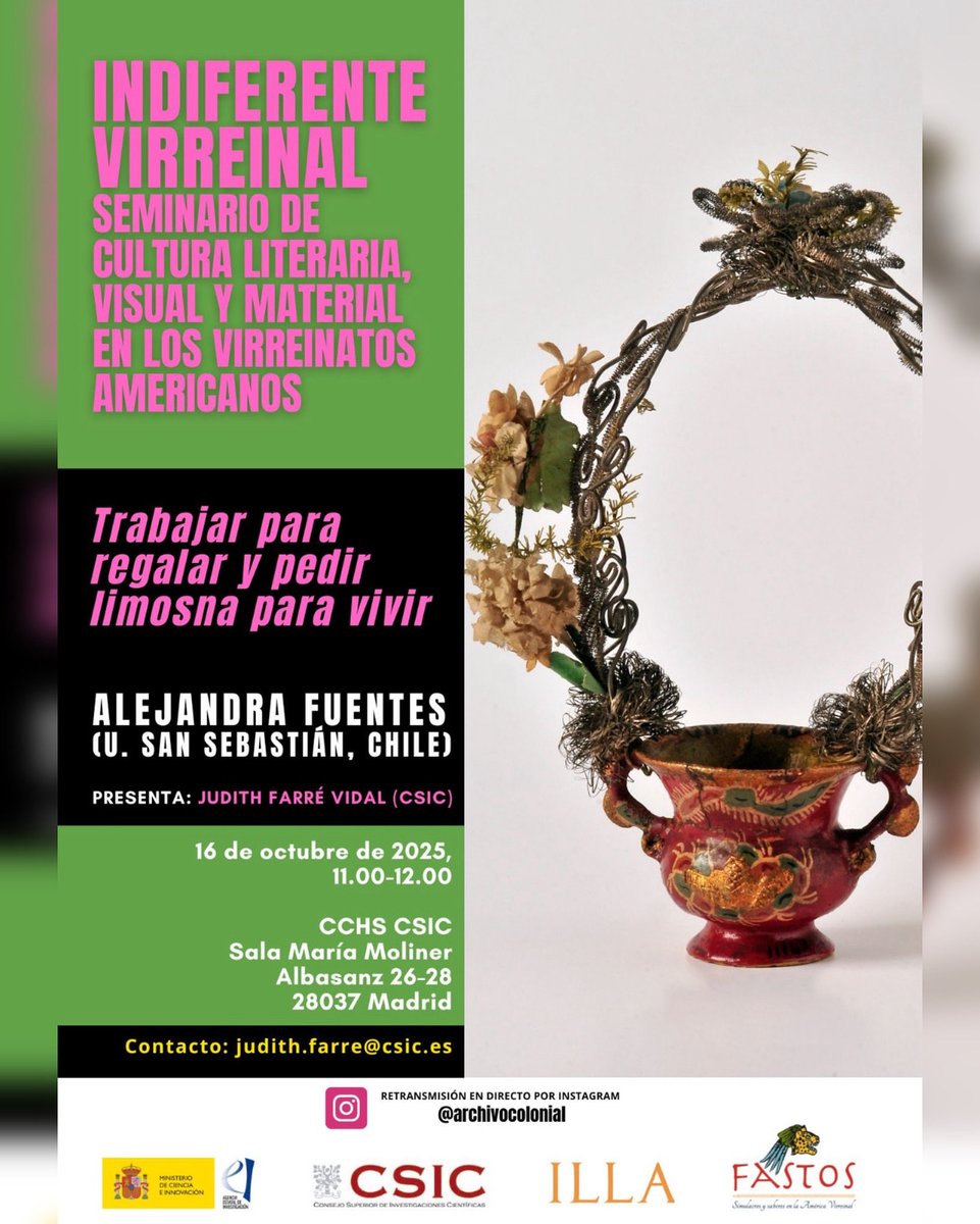 Ya podemos anunciar a nuestra invitada del mes de octubre: Alejandra Fuentes de la Universidad de San Sebastián de Chile 😍 que nos hablará de las dinámicas laborales del Monasterio Antiguo de Santa Clara de Santiago